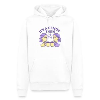 C’est une chose de Gémeaux - Signe du zodiaque Gémeaux - Sweat à capuche Premium bio Homme - blanc - Devant - Nico (187cm)