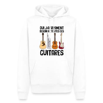 Toutes Ces Guitares Humour Guitariste - Sweat à capuche Premium bio Homme - blanc - Devant - Nico (187cm)