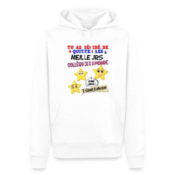 Collègue Départ Souvenir Collector Homme Ou Femme - Sweat à capuche Premium bio Homme - blanc - Devant - Nico (187cm)