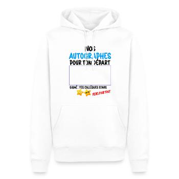 Collègue De Travail Autographes Des Stars Départ - Sweat à capuche Premium bio Homme - blanc - Devant - Nico (187cm)