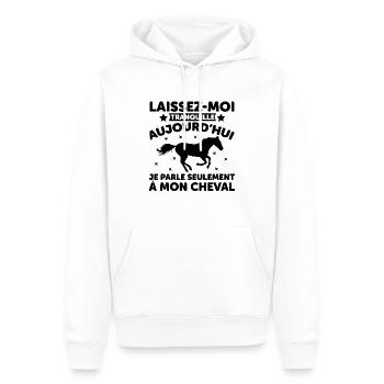 Aujourd'hui Je Parle Seulement À Mon Cheval - Sweat à capuche Premium bio Homme - blanc - Devant - Nico (187cm)