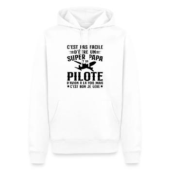 Je Suis Un Super Papa Et Pilote D'avion - Sweat à capuche Premium bio Homme - blanc - Devant - Nico (187cm)