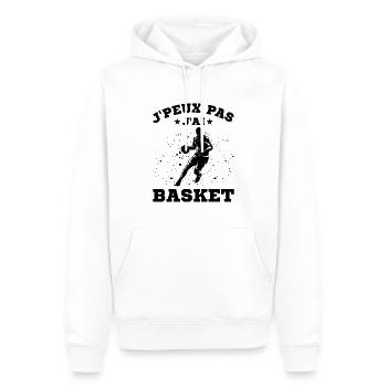 Je Peux Pas J'ai Basket - Sweat à capuche Premium bio Homme - blanc - Devant - Nico (187cm)
