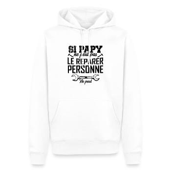 Si Papy Ne Peut Pas Le Reparer Personne Ne Peut - Sweat à capuche Premium bio Homme - blanc - Devant - Nico (187cm)