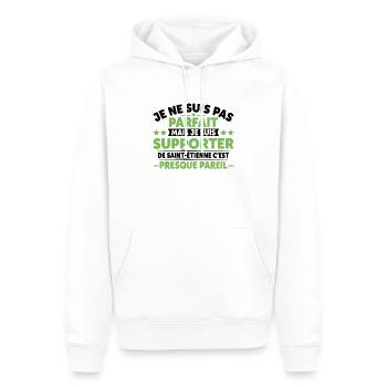 Supporter De Saint Étienne - Sweat à capuche Premium bio Homme - blanc - Devant - Nico (187cm)