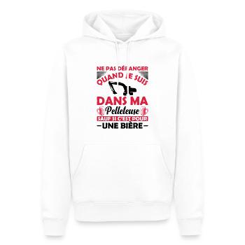 Pelleteuse Et Bière - Sweat à capuche Premium bio Homme - blanc - Devant - Nico (187cm)