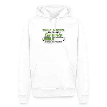 Prochaine Connerie En Cours Chargement - Sweat à capuche Premium bio Homme - blanc - Devant - Nico (187cm)