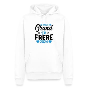 Je Vais Être Grand Frère 2024 - Sweat à capuche Premium bio Homme - blanc - Devant - Nico (187cm)