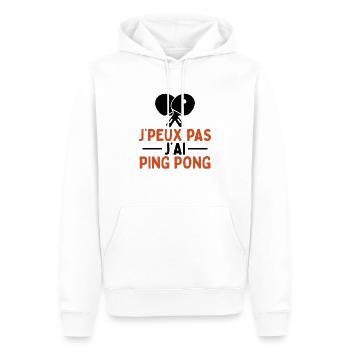 Je Peux Pas J'ai Ping Pong - Sweat à capuche Premium bio Homme - blanc - Devant - Nico (187cm)
