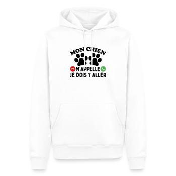 Mon Chien M'appelle - Sweat à capuche Premium bio Homme - blanc - Devant - Nico (187cm)