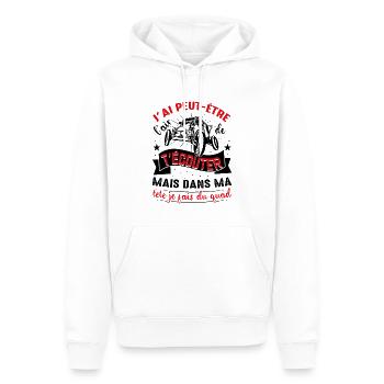Je T'écoute Pas Dans Ma Tête Je Fais Du Quad - Sweat à capuche Premium bio Homme - blanc - Devant - Nico (187cm)