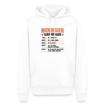 Le Tarif Horaire D'un Menuisier - Sweat à capuche Premium bio Homme - blanc - Devant - Nico (187cm)