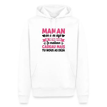 Maman Anniversaire Cadeau Fête Des Mères Noël Mama - Sweat à capuche Premium bio Homme - blanc - Devant - Nico (187cm)