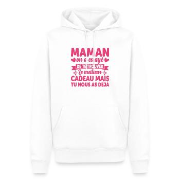 Maman Anniversaire Cadeau Fête Des Mères Noël Mama - Sweat à capuche Premium bio Homme - blanc - Devant - Nico (187cm)