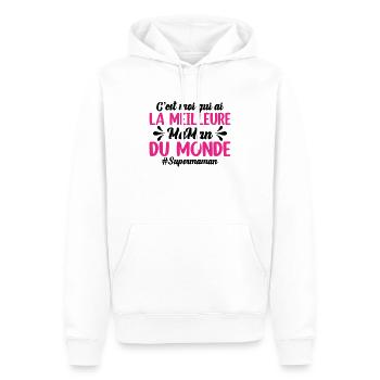 C'est Moi Qui Ai La Meilleure Maman Du Monde - Sweat à capuche Premium bio Homme - blanc - Devant - Nico (187cm)