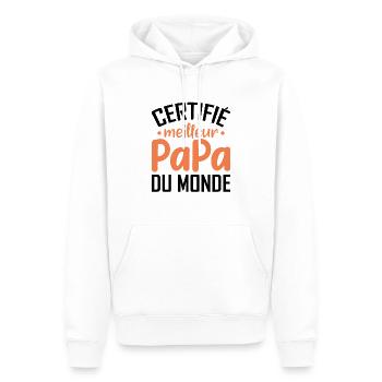Certifié Meilleur Papa Du Monde - Sweat à capuche Premium bio Homme - blanc - Devant - Nico (187cm)