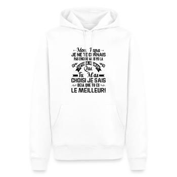 Papa Maman Enceinte Noël Idée Cadeau Amour Body - Sweat à capuche Premium bio Homme - blanc - Devant - Nico (187cm)