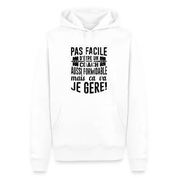 Sport Coach Idée Cadeau Anniversaire Motivation - Sweat à capuche Premium bio Homme - blanc - Devant - Nico (187cm)