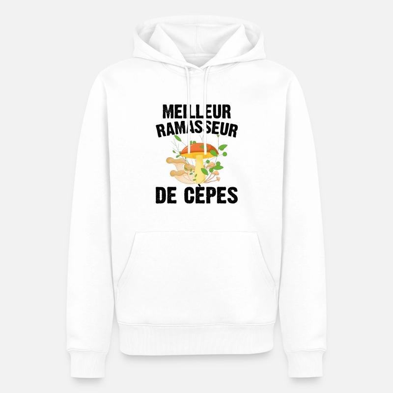 Meilleur Ramasseur De Cèpes Champignon Cadeau Cèpe - Sweat à capuche Premium bio Homme - blanc