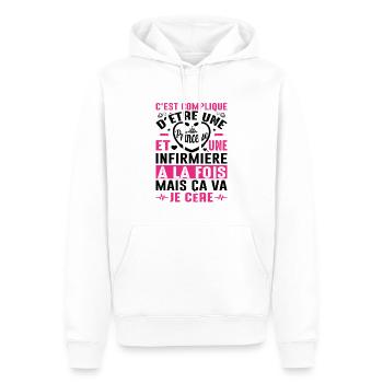 Infirmière Princesse Cadeau Anniversaire Médecine - Sweat à capuche Premium bio Homme - blanc - Devant - Nico (187cm)