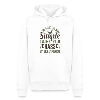 Chasse Et Apéros Chasser Cadeau Anniversaire Mec - Sweat à capuche Premium bio Homme - blanc - Devant - Nico (187cm)