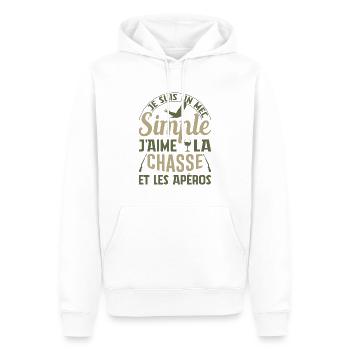 Chasse Et Apéros Chasser Cadeau Anniversaire Mec - Sweat à capuche Premium bio Homme - blanc - Devant - Nico (187cm)