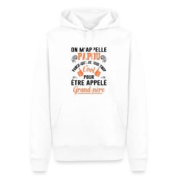 On M'appelle Papou Fête Des Pères Anniversaire Dad - Sweat à capuche Premium bio Homme - blanc - Devant - Nico (187cm)