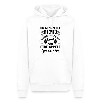 On M'appelle Papou Fête Des Pères Anniversaire Dad - Sweat à capuche Premium bio Homme - blanc - Devant - Nico (187cm)