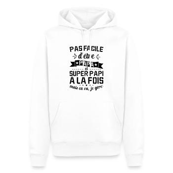 Papa Et Super Papy Fête Des Pères Cadeau De Noël - Sweat à capuche Premium bio Homme - blanc - Devant - Nico (187cm)