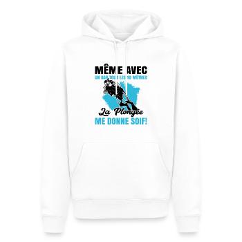 La Plongée Me Donne Soif Mer Cadeau Plongeur Apnée - Sweat à capuche Premium bio Homme - blanc - Devant - Nico (187cm)
