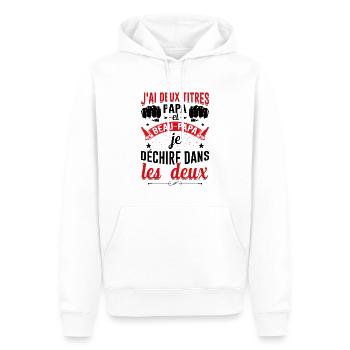 J'ai Deux Titres Papa Et Beau-papa Fête Des Pères - Sweat à capuche Premium bio Homme - blanc - Devant - Nico (187cm)