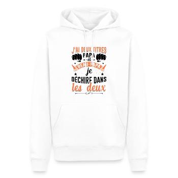 J'ai Deux Titres Papa Et Beau-papa Fête Des Pères - Sweat à capuche Premium bio Homme - blanc - Devant - Nico (187cm)