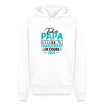 Futur Papa 2024 Idée Cadeau Annonce Grossesse - Sweat à capuche Premium bio Homme - blanc - Devant - Nico (187cm)
