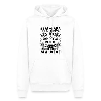 Papa Fête Des Pères Cadeau Beau Papa Famille Père - Sweat à capuche Premium bio Homme - blanc - Devant - Nico (187cm)