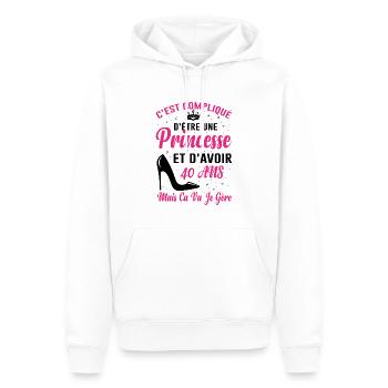 Princesse 40 Ans Idée Cadeau Anniversaire Amour - Sweat à capuche Premium bio Homme - blanc - Devant - Nico (187cm)