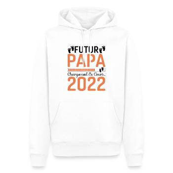 Futur Papa 2022 Naissance Cadeau Grossesse Père - Sweat à capuche Premium bio Homme - blanc - Devant - Nico (187cm)