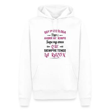 Je Suis Psychologue - Sweat à capuche Premium bio Homme - blanc - Devant - Nico (187cm)