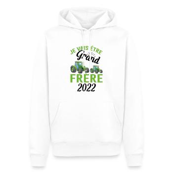 Je Vais Être Grand Frère 2022 - Sweat à capuche Premium bio Homme - blanc - Devant - Nico (187cm)