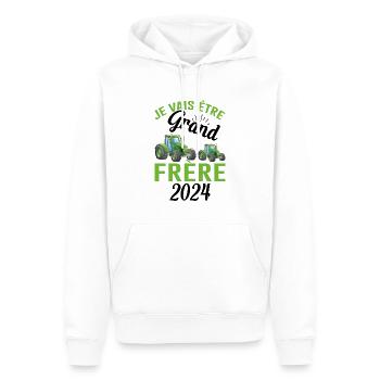 Je Vais Être Grand Frère 2024 - Sweat à capuche Premium bio Homme - blanc - Devant - Nico (187cm)