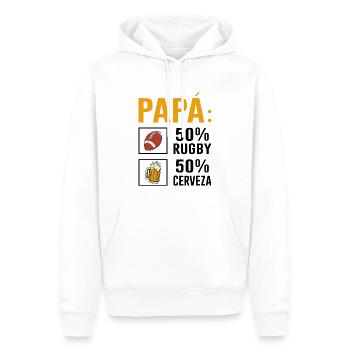 Papa 50% Rugby 50% Bière Cadeau De Fête Des Pères - Sweat à capuche Premium bio Homme - blanc - Devant - Nico (187cm)