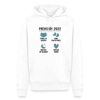 Prévisions Pour 2022 Cadeau De Grossesse 2022 - Sweat à capuche Premium bio Homme - blanc - Devant - Nico (187cm)