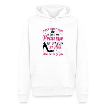 Princesse 77 Ans Idée Cadeau Anniversaire Amour - Sweat à capuche Premium bio Homme - blanc - Devant - Nico (187cm)