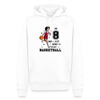 Mädchen spielt Basketball - Ich bin 8 - Männer Premium Bio Hoodie - Weiß - Vorne - Nico (187cm)