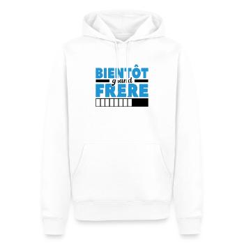 Bientôt Grand-frère - Sweat à capuche Premium bio Homme - blanc - Devant - Nico (187cm)