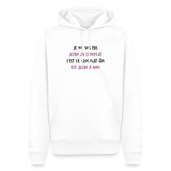 Le Chocolat Qui Est Accro À Moi - Sweat à capuche Premium bio Homme - blanc - Devant - Nico (187cm)
