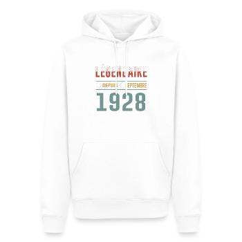 Légendaire Depuis Septembre 1928 Anniversaire - Sweat à capuche Premium bio Homme - blanc - Devant - Nico (187cm)
