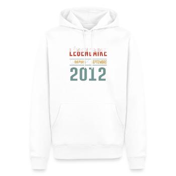 Légendaire Depuis Septembre 2012 Anniversaire - Sweat à capuche Premium bio Homme - blanc - Devant - Nico (187cm)