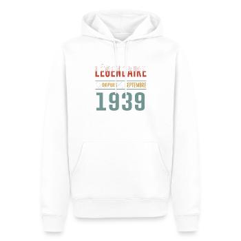 Légendaire Depuis Septembre 1939 Anniversaire - Sweat à capuche Premium bio Homme - blanc - Devant - Nico (187cm)