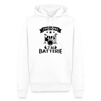 Je Peux Pas J'Ai Batterie Cadeau - Sweat à capuche Premium bio Homme - blanc - Devant - Nico (187cm)