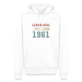 Légendaire Depuis Octobre 1961 Anniversaire - Sweat à capuche Premium bio Homme - blanc - Devant - Nico (187cm)